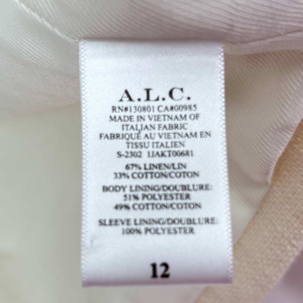 NWT ALC Andrews Cropped Open Blazer Sz 12 Cream Linen Tailored Chic *Flaw - Picture 4 of 16